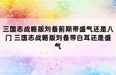 三国志战略版刘备前期带盛气还是八门 三国志战略版刘备带白耳还是盛气